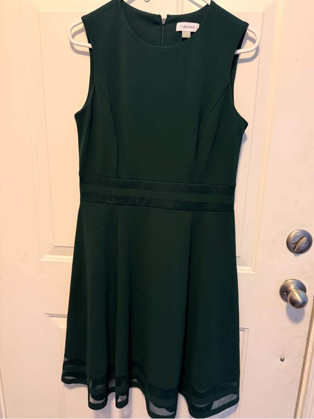 Calvin Klein Classic Olive Green Fit-and-Flare Dress